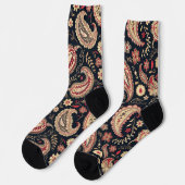 Beautiful Paisley Pattern Dark N Red Mix Socken (Linkes Detail)