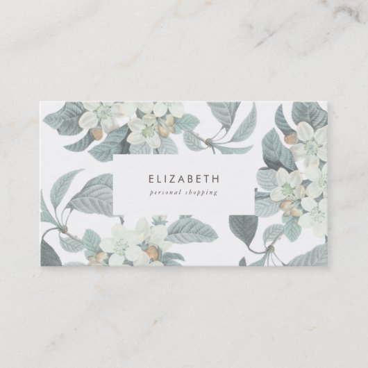 Beautiful Pale Blue Blumen Business Card Visitenkarte (Vorderseite)
