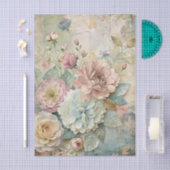 Beautiful Pale Peonies on Distressed Background Seidenpapier (Handwerk)