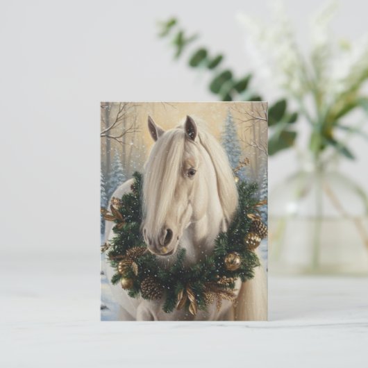 Beautiful Palomino Horse Christmas Postkarte (Stehend Vorderseite)