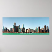 Beautiful Panoramic Chicago Skyline River Sunny Poster (Vorne)