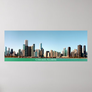 Beautiful Panoramic Chicago Skyline River Sunny Poster