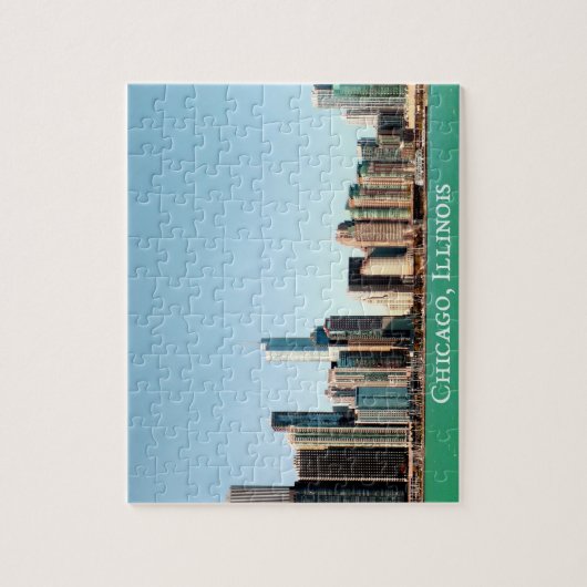 Beautiful Panoramic Chicago Skyline River Sunny Puzzle (Vertikal)