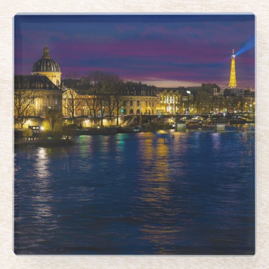 Beautiful Paris Frankreich Abend Skyline Glasuntersetzer (Vorderseite)