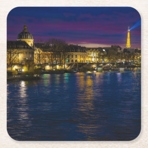 Beautiful Paris Frankreich Abend Skyline Rechteckiger Pappuntersetzer