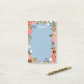 Beautiful Pastel Boho Blume - Individuelle Name Post-it Klebezettel (Auf Schreibtisch)