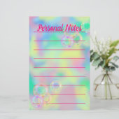 Beautiful Pastel Bubble Rainbow Office Hinweis Briefpapier (Stehend Vorderseite)