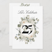 Beautiful Pastel Floral 25. JAHRESTAG Einladung (Vorne/Hinten)