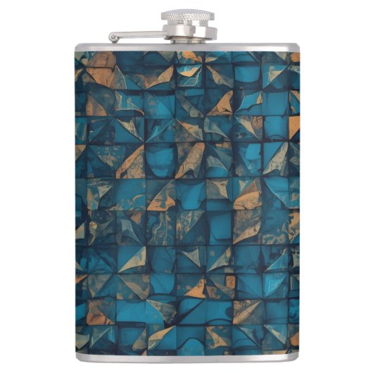 Beautiful Patchwork "Look" in Dark Teal Flachmann (Vorderseite)