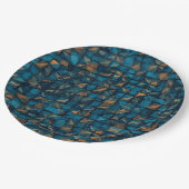 Beautiful Patchwork "Look" in Dark Teal Pappteller (Schrägansicht)