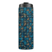 Beautiful Patchwork "Look" in Dark Teal Thermosbecher (Vorderseite)