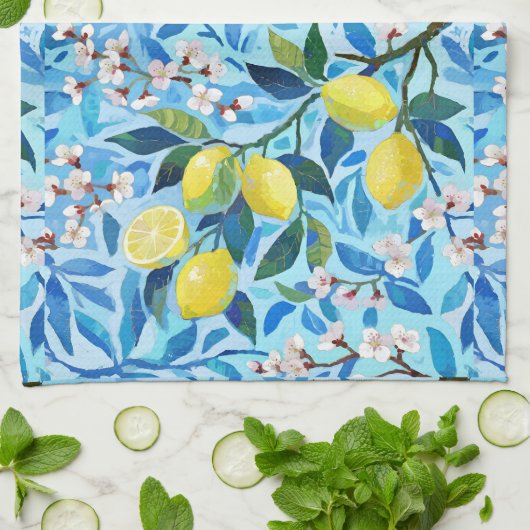 Beautiful Pattern of Vibrant Lemons Personalized Geschirrtuch (Gefaltet)
