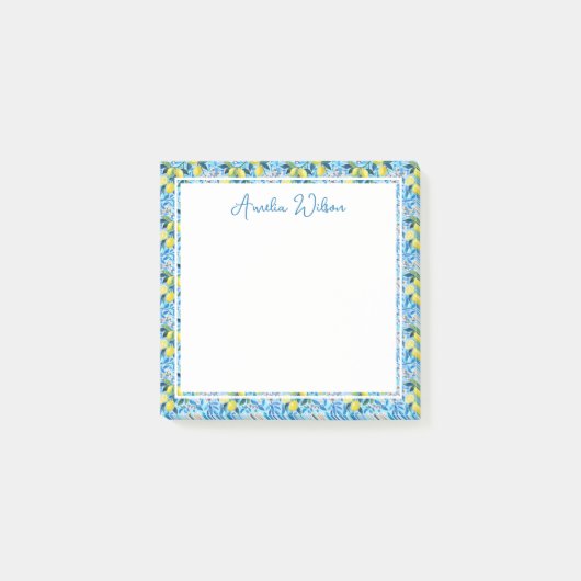 Beautiful Pattern of Vibrant Lemons Personalized Post-it Klebezettel (Vorderseite)