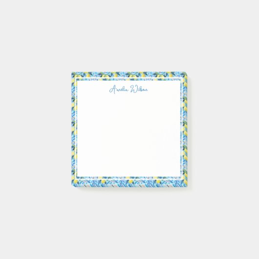 Beautiful Pattern of Vibrant Lemons Personalized Post-it Klebezettel (Vorderseite)