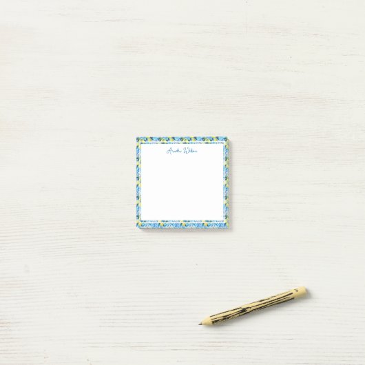 Beautiful Pattern of Vibrant Lemons Personalized Post-it Klebezettel (Auf Schreibtisch)