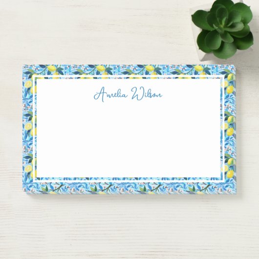 Beautiful Pattern of Vibrant Lemons Personalized Post-it Klebezettel (Büro)
