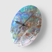Beautiful Paua Black Abalone Neuseeland & Zahlen Runde Wanduhr (Winkel)