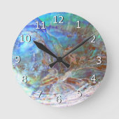 Beautiful Paua Black Abalone Neuseeland & Zahlen Runde Wanduhr (Vorderseite)