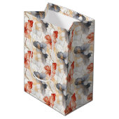 Beautiful Peach Blue Floral Mittlere Geschenktüte (Vorderseite Schrägansicht)