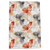 Beautiful Peach Blue Floral Mittlere Geschenktüte (Vorderseite)