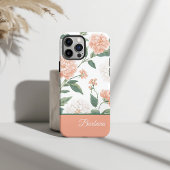 Beautiful Peach Floral Personalized Name Case-Mate iPhone Hülle