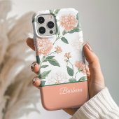 Beautiful Peach Floral Personalized Name Case-Mate iPhone Hülle