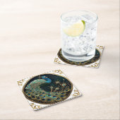 Beautiful Peacock Blue Gold Türkis Kunst, Dichtung Rechteckiger Pappuntersetzer (Vor Ort)