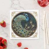 Beautiful Peacock Blue Gold Türkis Kunst, Dichtung Serviette (Beispiel)