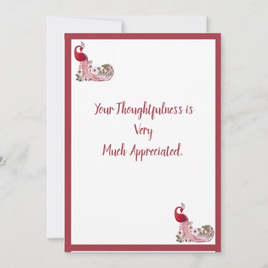 Beautiful Peacock Dankeskarte (Rückseite)