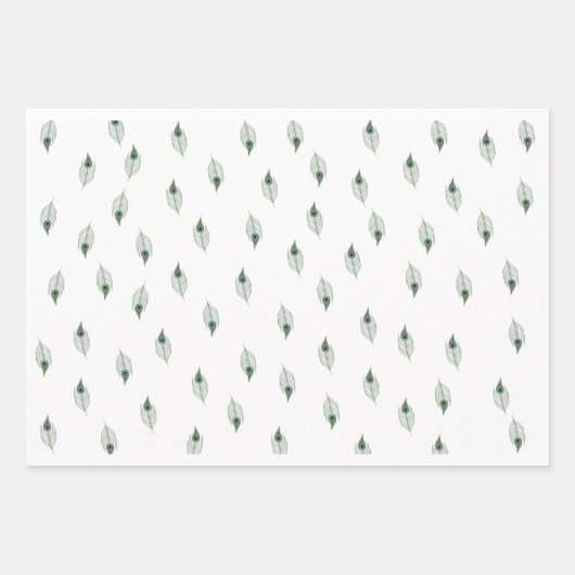Beautiful Peacock Feather Wrapping Papaer Geschenkpapier Set (Vorderseite 2)