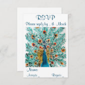 Beautiful Peacock Feathers Bird Art RSVP Karte (Vorne/Hinten)