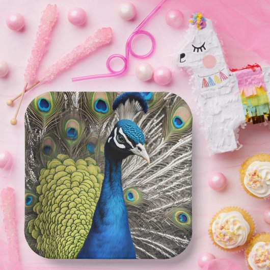 Beautiful Peacock Pappteller (Party)