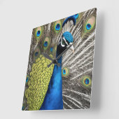 Beautiful Peacock Quadratische Wanduhr (Winkel)