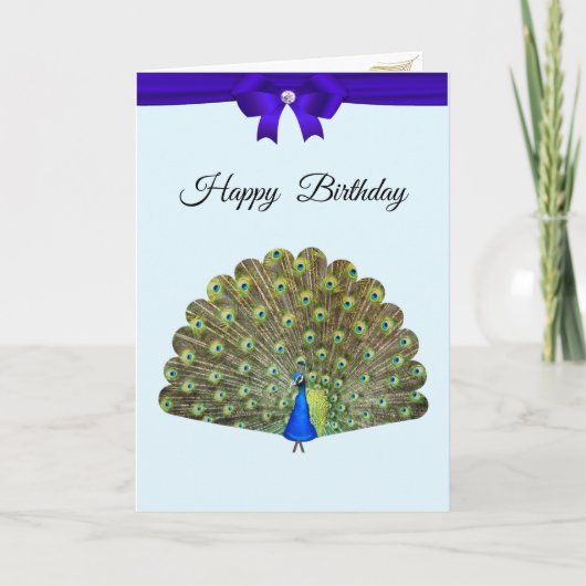 Beautiful Peacock & Ribbon Birthday (Vorderseite)