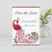 Beautiful Peacock Save The Date (Stehend Vorderseite)