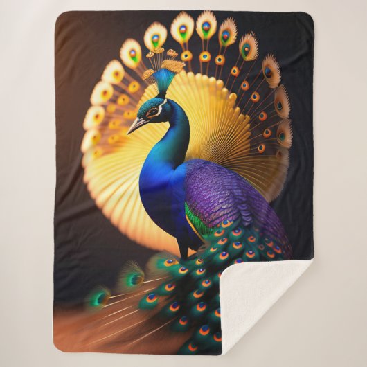 Beautiful Peacock Sherpa Blanket Sherpadecke (Vorderseite)