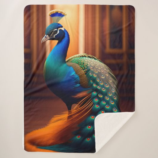 Beautiful Peacock Sherpa Blanket Sherpadecke (Vorderseite)