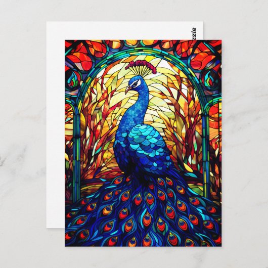 Beautiful Peacock Stausee Glass Wilhelm Tell Postkarte (Vorne/Hinten)