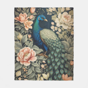Beautiful Peacock William Morris Inspirierte flora Fleecedecke