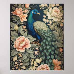 Beautiful Peacock William Morris Inspirierte flora Poster
