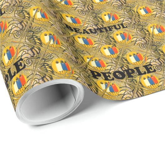 Beautiful People African Traditional Motif Farben Geschenkpapier (Rolleneckpunkt)
