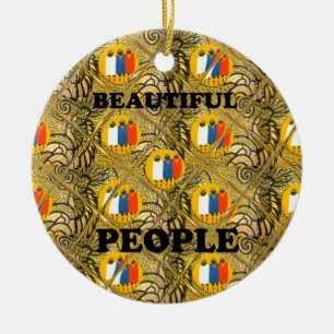 Beautiful People African Traditional Motif Farben Keramikornament