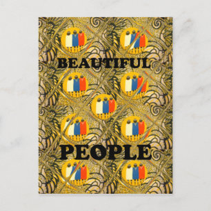 Beautiful People African Traditional Motif Farben Postkarte