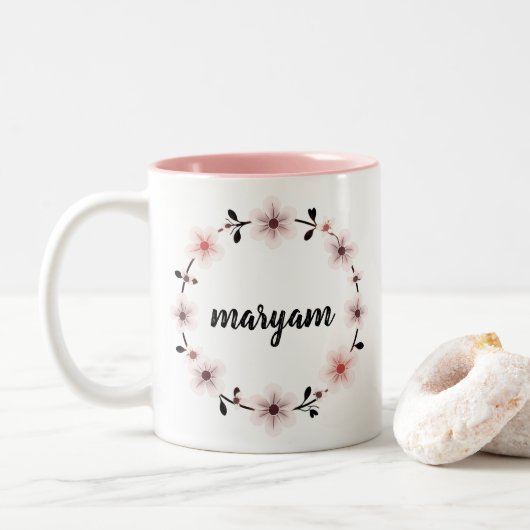 Beautiful Personalized Name Mug Custom Floral Gift Zweifarbige Tasse (Mit Donut)