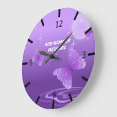 Beautiful Personalized Purple Butterfly Große Wanduhr (Winkel)