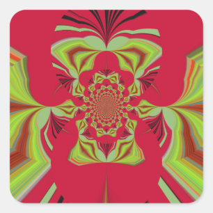 Beautiful Phantastisch African Red Gelb Motif Patt Quadratischer Aufkleber