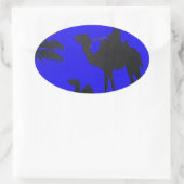 Beautiful Phantastisch Sunset Camel Safari Ovaler Aufkleber (Tasche)