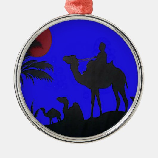Beautiful Phantastisch Sunset Camel Safari Silbernes Ornament (Vorne)