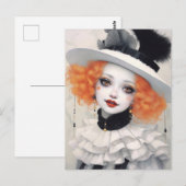 Beautiful Pierrot Girl, Fantasy Art Postkarte (Vorne/Hinten)
