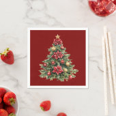 Beautiful Pine Tree Red Christmas Serviette (Beispiel)